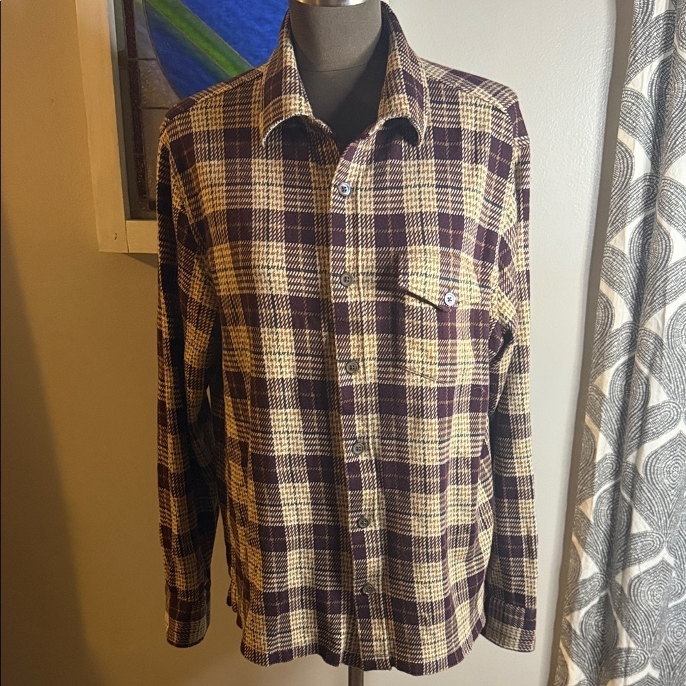 Todd Snyder Plaid Chamois Button Down Shirt in Raisin SZ Large